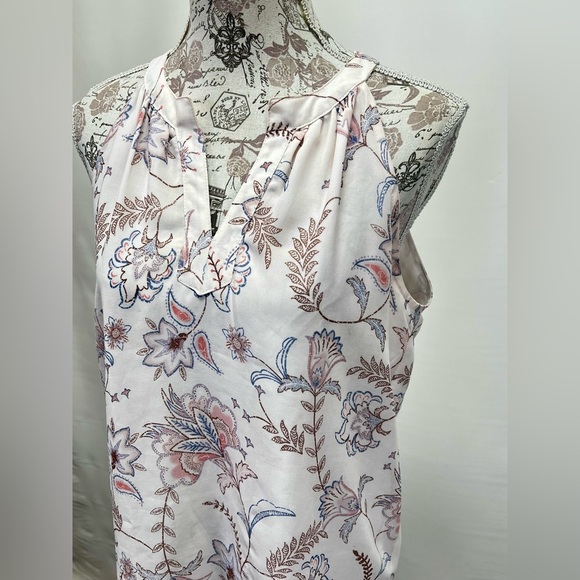 🛍️ ANTIBES‎ BLANC Pale pink floral sleeveless blouse size S. - Picture 5 of 12